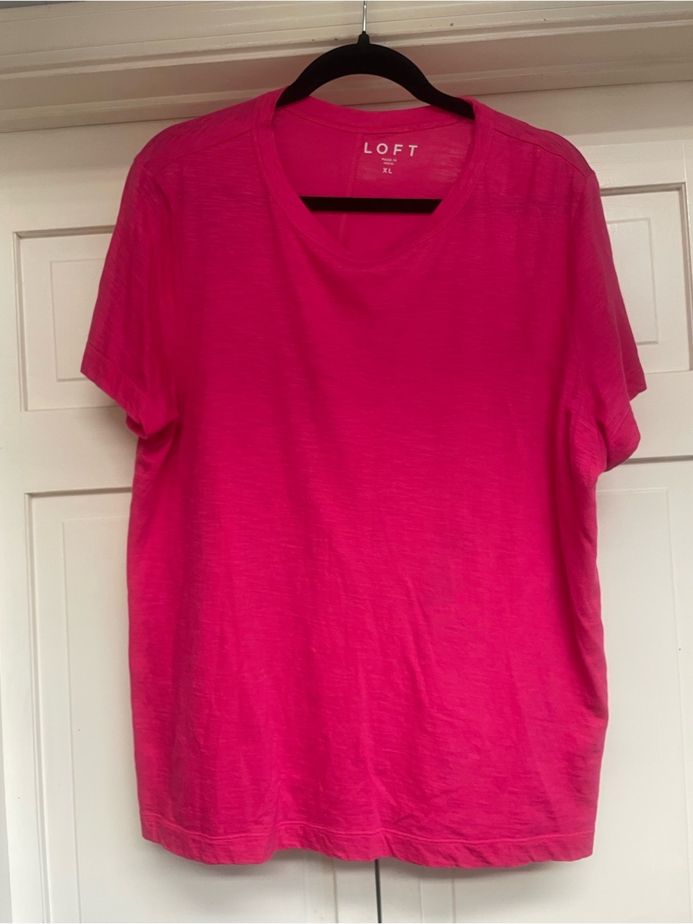 LOFT Bright Pink Short Sleeve Crew Tee